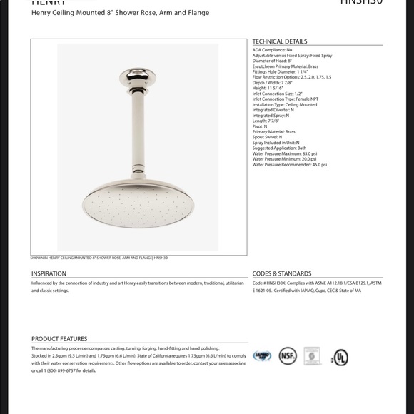 Waterworks Henry Ceiling Mounted 8” Shower Rose ONLY in Matte Nickel - Picture 6 of 7